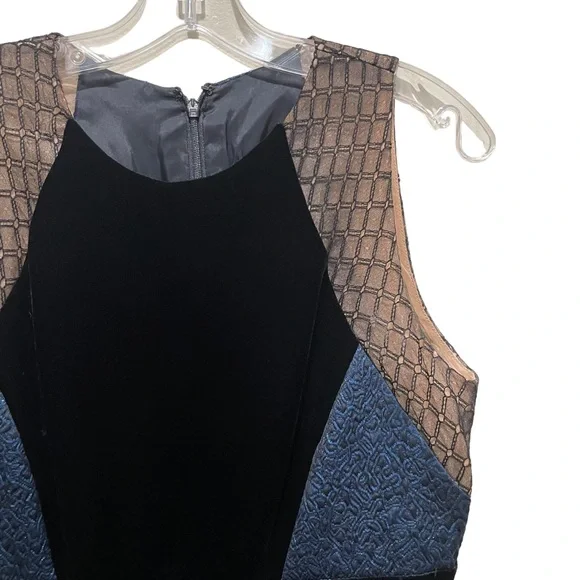 Carmen Marc Valvo A Line Sleeveless Mini Dress Blue Size 10 - Picture 5 of 8